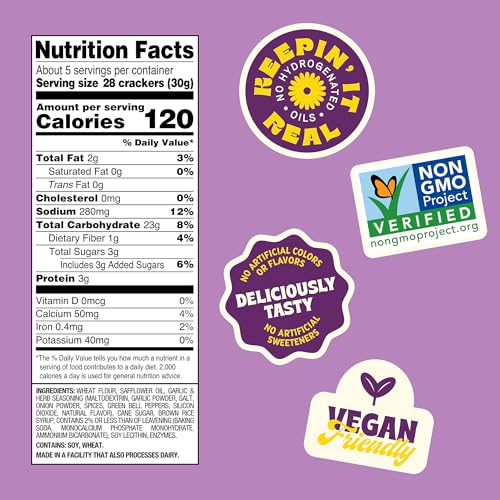 Image 2 of Back to Nature Garlic & Herb Mini Seasoned Crackers 5 oz Box Pack of 4