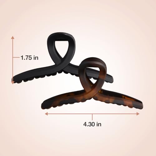 Image 2 of Kitsch Large Loop Hair Clips for Women - Tortoise & Black, 2 Pcs