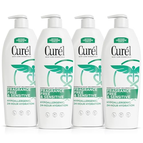 Image 1 of Unscented / 20 Fl Oz (Pack of 4) for the product Curel Fragrance Free Lotion, Sensitive Hypoallergenic Lotion for Dry Skin, 20 Oz, Pack of 4