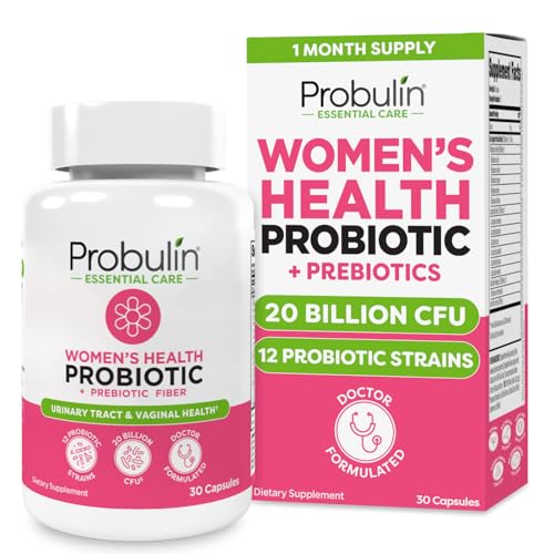Image 1 of Default Title for the product Probulin Womens Probiotic - Vaginal, UT, Gut & Immune Health with Lactobacillus Reuteri - 20 Billion CFU, 12 Probiotic Strains & Prebiotics - 30 Vegan, Gluten Free Capsules for Whole-Body Wellness