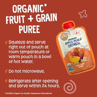 Thumbnail for Image 3 of Earth's Best Organic Baby Food Pouches, Fruit and Grain Puree for Babies 6 Months and Older, Organic Apple Peach and Oatmeal Puree, 3.5 oz Resealable Pouch (Pack of 12)