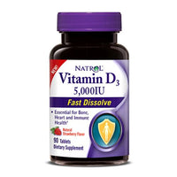 Thumbnail for Natrol Vitamin D3 5000 IU Strawberry 90 Tabs