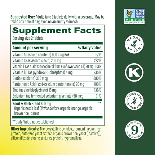 Image 3 of MegaFood Skin, Nails & Hair 2, with Biotin, Vitamin A, C & Zinc, 90 Tablets