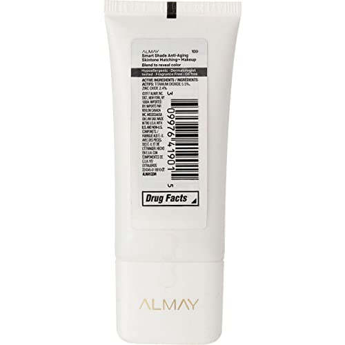 Image 3 of Almay Anti-Aging Foundation, Smart Shade Face Makeup, Medium Coverage, Natural Finish with SPF 20, Hypoallergenic-Fragrance Free, Dermatologist Tested, 100 My Best Light, 1 Oz