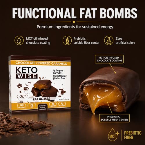 Image 4 of Keto Wise Fat Bombs Chocolate Covered Caramels, Pack of 7