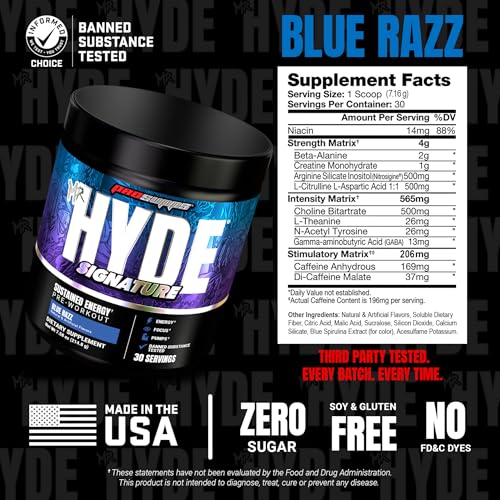 Image 5 of ProSupps Mr. Hyde Signature Pre Workout Powder with Creatine, Blue Razz