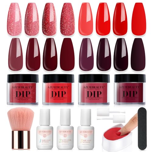 Image 8 of Bright Cherry Red for the product AZUREBEAUTY Dip Powder Nail Kit