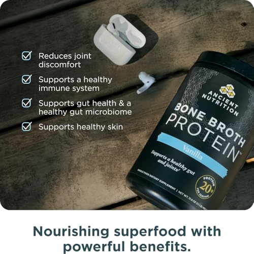 Image 6 of Ancient Nutrition Grass Fed Bone Broth Protein Powder, Vanilla