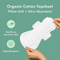 Thumbnail for Image 4 of Rael Organic Cotton Cover Sanitary Pads for Women, Heavy (Large, 24 Ct)