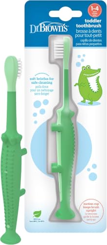 Image 11 of 1 Count (Pack of 12) / Green Crocodile for the product Dr. Brown's Toddler Toothbrush