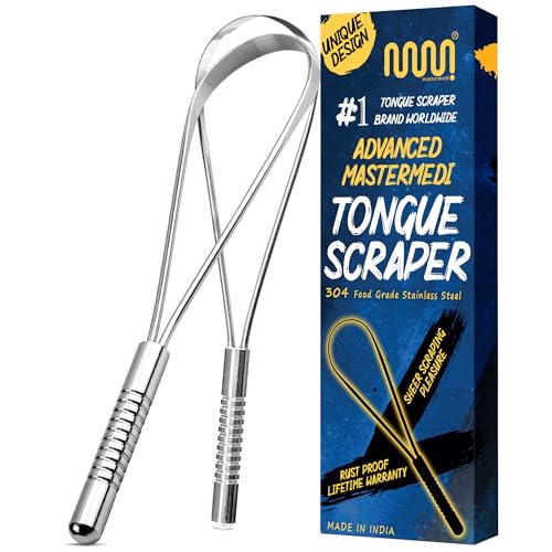 Image 1 of Default Title for the product MasterMedi Tongue Scraper for Adults, 100% Stainless Steel (Pack of 2)