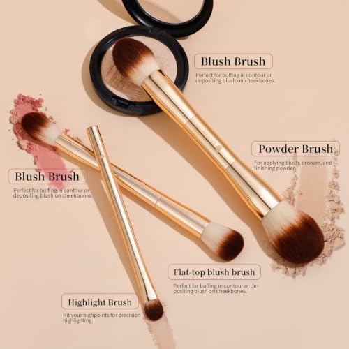 Image 5 of DUcare Foundation Makeup Brush Set 6pcs Double-ended Kabuki Eyeshadow Contour Brush