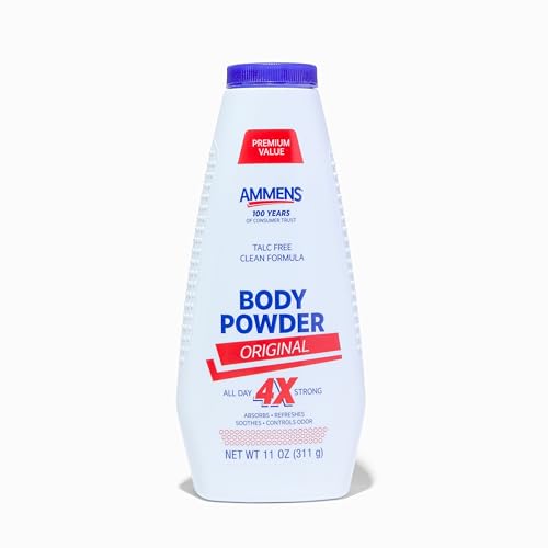 Image 1 of Unscented / 11 Ounce (Pack of 1) for the product AMMENS Ammens Original Body Powder - Talc Free Body Powder with Naturally Derived Cornstarch - Free from Dye and Parabens - Soothes Itchy Skin - 11 oz