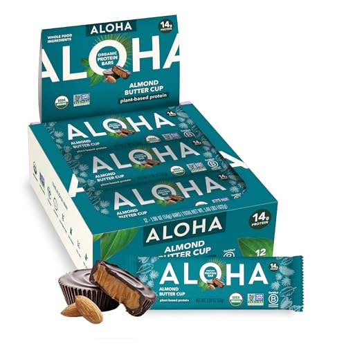 Image 1 of Default Title for the product ALOHA Organic Plant Based Protein Bars | Almond Butter Cup, 12 Ct, 5g Sugar