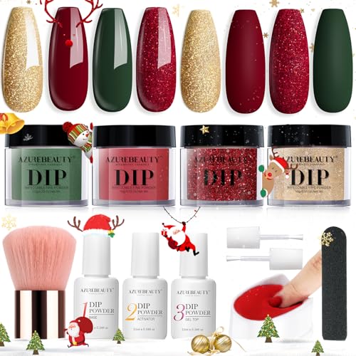Image 4 of Green Red Glitter for the product AZUREBEAUTY Dip Powder Nail Kit