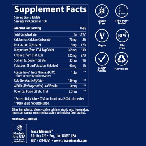 Image 3 of Trace Minerals ConcenTrace Ionic Trace Mineral Tablets, 300 Tablets