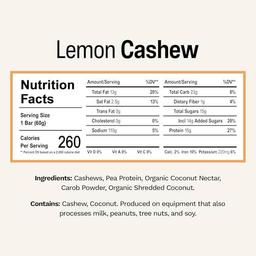Image 2 of Rise Pea Protein Bar - Vegan Lemon Cashew 15g Protein