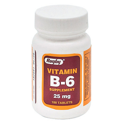 Rugby Vitamin Supplement Rugby Vitamin B6 25 mg Strength Tablet 100 per Bottle 25mg 100