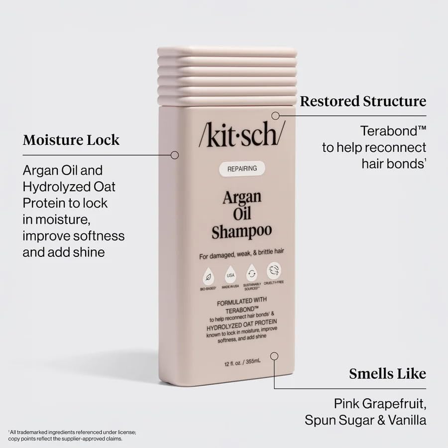 Image 3 of Kitsch Argan Oil Shampoo for Hair Growth – Hydrating Hair Care – 12.3 oz