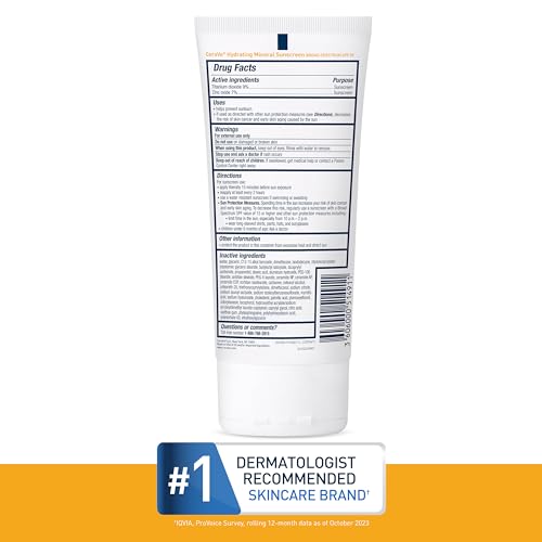 Image 6 of CeraVe Hydrating Mineral Sunscreen SPF 50 Body Sunscreen, Travel Size 5oz