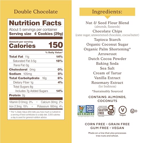 Image 2 of Simple Mills Almond Flour Crunchy Cookies, Double Chocolate Chip, 5.5 Ounce (Pack of 2)