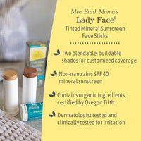Thumbnail for Image 5 of Earth Mama Lady Face Tinted Sunscreen Stick, Light/Med SPF 40-0.74 oz