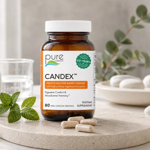 Image 5 of PURE ESSENCE LABS Pure Essence Candex Digestive Enzyme Supplement with Cellulase & Hemicellulase - Supports Gut Health, Carbohydrate Digestion & Microbiome Balance - Non-GMO - 80 Capsules