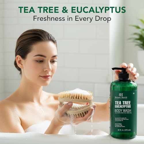 Image 7 of Botanic Hearth Tea Tree Eucalyptus Body Wash & Silicone Body Brush 16 fl oz