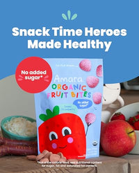 Thumbnail for Image 4 of Amara Organic Fruit Bites Sweet Strawberry - No Added Sugar, Dairy-Free, Nut-Free Healthy Fruit Snacks, Made with Organic Whole Foods, Allergy-Friendly Healthy Fruit Snacks for Kids - 21g 6PK