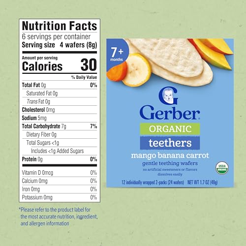 Image 2 of Gerber Mango Banana Carrot Organic Teething Wafers, 6 Pack