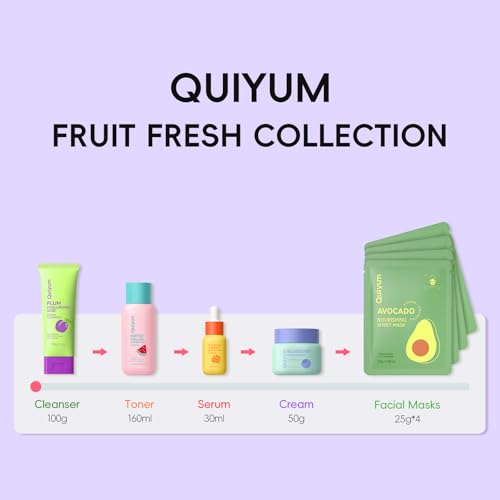 Image 7 of QUIYUM Fruit Skin Care Set for Dry Sensitive Skin, Natural Skincare Kit