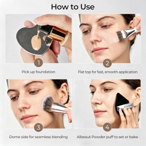 Image 4 of ALBEAUT Foundation Brush for Liquid Makeup, Flat? Dual Makeup Brush