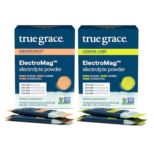 Image 11 of Grapefruit + Lemon Lime / 32 Stick Packs for the product True Grace ElectroMag Electrolyte Powder