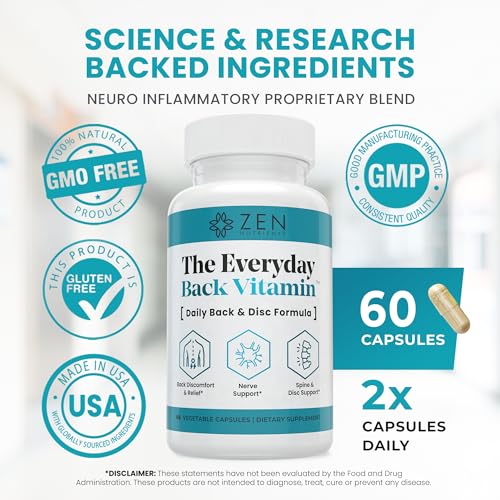 Image 5 of Zen Nutrients The Everyday Back Vitamin for Lower Back Relief & Nerve Function Support Supplement - Back, Disc and Nerve Relief with Alpha Lipoic Acid, Turmeric & Glucosamine (60 Capsules)