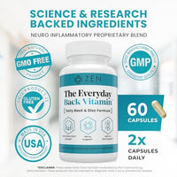 Thumbnail for Image 5 of Zen Nutrients The Everyday Back Vitamin for Lower Back Relief & Nerve Function Support Supplement - Back, Disc and Nerve Relief with Alpha Lipoic Acid, Turmeric & Glucosamine (60 Capsules)