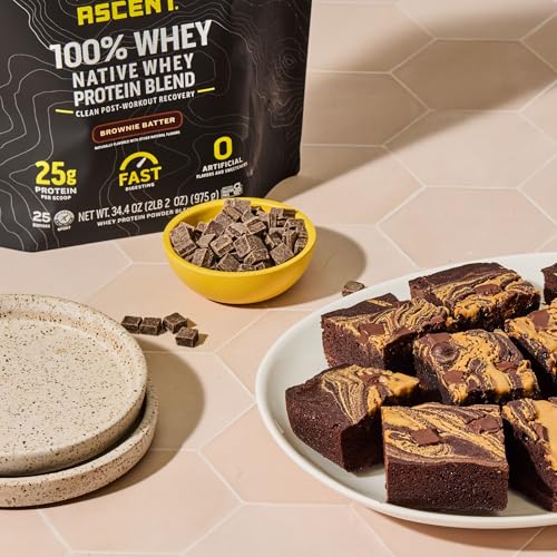 Image 4 of Ascent 100% Whey Protein Powder, Brownie Batter, 1.7 lb, Daily Protein