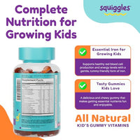 Thumbnail for Image 2 of Squiggles Kids Multivitamin + Iron Gummies, Low Sugar Gummy Vitamins, 100ct