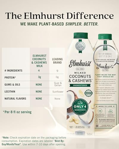 Image 5 of Elmhurst 1925 Unsweetened Coconut & Cashew Milk - 32 Fl. Oz (6-Pack)