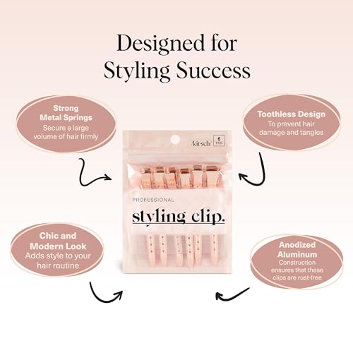 Image 4 of Kitsch Professional Alligator Clips - Rose Gold, 6 Pcs