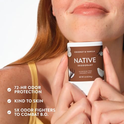 Image 2 of Native Deodorant Aluminum Free Coconut & Vanilla Travel Size 0.5oz Pack of 4