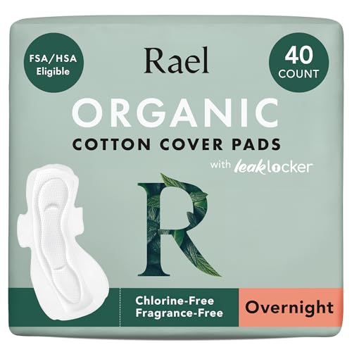Image 1 of Default Title for the product Rael Organic Cotton Cover Sanitary Pads for Women, Heavy (Overnight, 40 Ct)