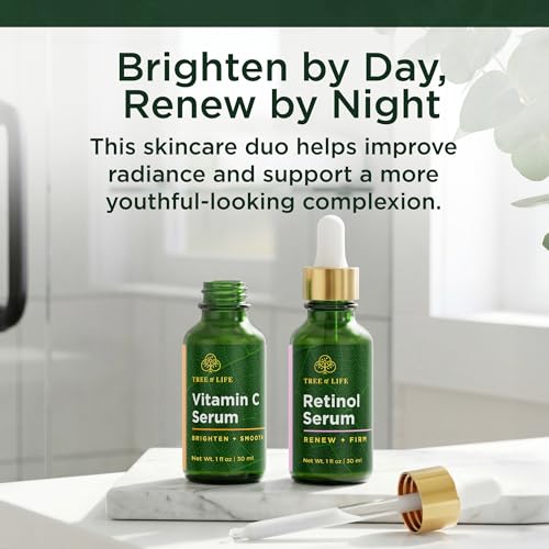 Image 2 of Tree of Life Face Serum Skin Care Set, Vitamin C & Retinol Serum for Face