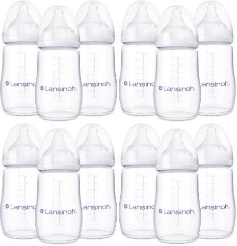 Image 4 of 1 Count (Pack of 12) / 8 Ounce for the product Lansinoh Anti-Colic Baby Bottles