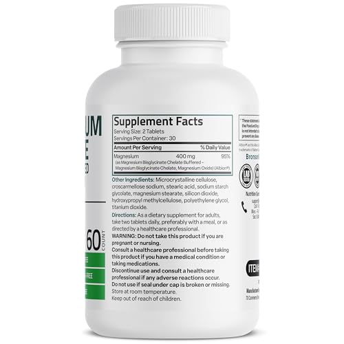 Image 3 of Bronson Magnesium Glycinate 400 mg Buffered & Chelated, 60 Tablets