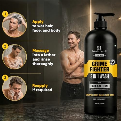Image 6 of Botanic Hearth Men's 3-in-1 Body Wash, Shampoo, Face Wash - 16 fl oz
