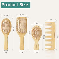 Thumbnail for Image 2 of DEBETOOL Bamboo Hair Brush Set, Natural Wooden Paddle Detangling Brush