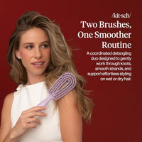 Thumbnail for Image 2 of Kitsch Flexi Flow Duo Detangler Brush, Hair Brushes For Women- Soft Violet
