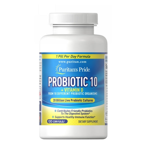 Puritan's Pride Probiotic 10 with Vitamin D 120 Capsules
