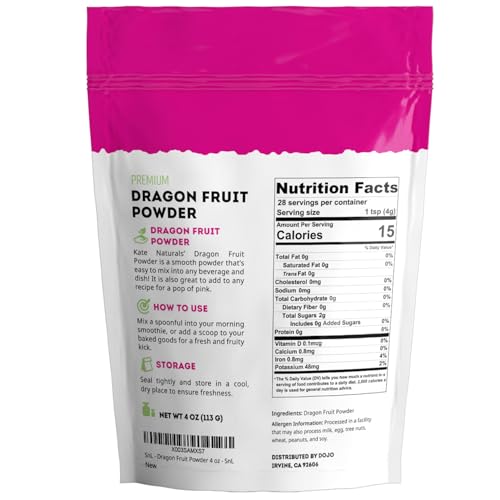 Image 2 of Kate Naturals Dragon Fruit Powder for Baking & Drinks (4oz, Pack of 3)