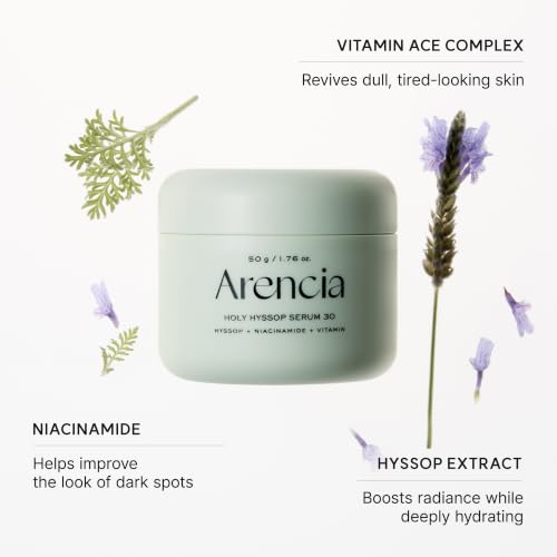 Image 6 of ARENCIA Glow Hyssop Overnight Face Mask Serum - hydrating & Anti-Aging Serum for younger looking Korean Glass Skin, Vitamin A, C, E, Niacinamide, Peptide